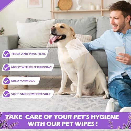 Treela 10 Pack Dog Pet Wipes, 80 Count Paws Body, Lavender - Image 4