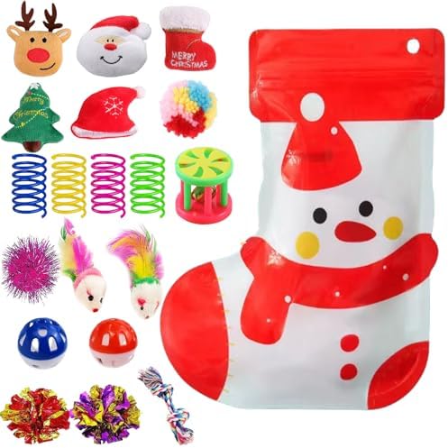 Christmas Cat Toys 19 PCS, Stocking Assorted Gifts for Indoor Cats by KITCHSTAR