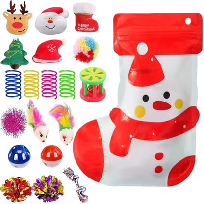 Christmas Cat Toys 19 PCS, Stocking Assorted Gifts for Indoor Cats by KITCHSTAR