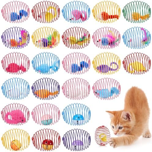 Jecery 25 Pcs Cat Toys Spring,Mouse and Bell,Colorful by Jecery