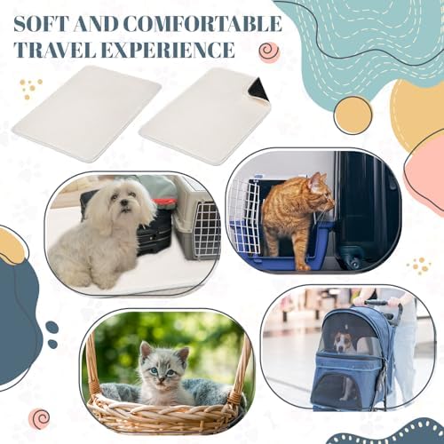 Drydiet 4 Pcs Cat Carrier Pad Reversible Liner, Beige, 17 x 11 Inch - Image 3