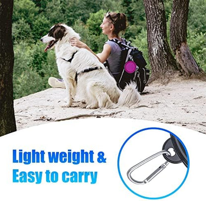 Dog Bowl Large Pet Collapsible Bowls, 2 Pack Collapsible Dog Water Bowls for Cats Dogs, Portable Pet Feeding Watering Dish for Walking Parking Traveling with 2 Carabiners (Large, Pink+Purple) - Image 3