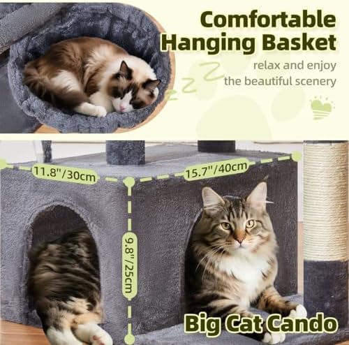 Taoqimiao 32.2in Cat Tree with Toy, Small Cat Tower for Indoor Cats, MS043G - Image 3