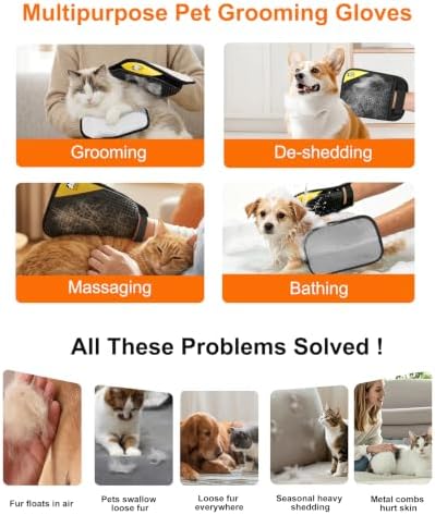 Pet Hair Removal Glove for Cats & Dogs, 3-in-1 Double-Sided Five-Finger Electrostatic Pet Hair Glove, Deshedding Brush & Massage Mitt, Magic Brush Pet Hair Remover Tool for Laundry, Couch, Carpet - Image 6