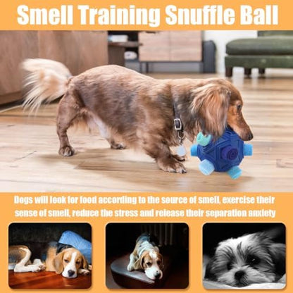 Dog Snuffle Ball-Interactive Puzzle Dog Toys Encourage Natural Foraging Skills Slow Feeder for Training and Stress Relief, Cloth Strip Hiding Food Treat Dispenser Dog Toy - Image 4