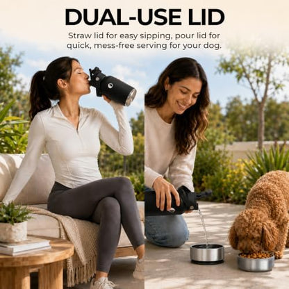 32 oz. Dog Water Bottle, Insulated Dog Travel Water Bottle, Stainless Steel Pet Water Bottle Dispenser, Portable Food and Water Bowl for Dogs for Walking Dog Canteen Travel Kit - Image 5