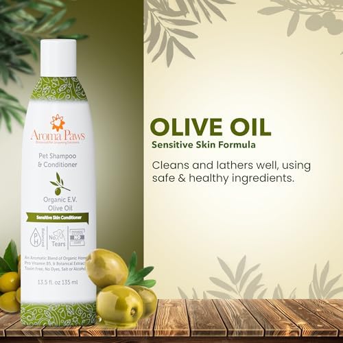 Ultra Sensitive Skin Formula - Aroma Paws Shampoo & Conditioner in One (Olive Oil- Fragrance Free) Paraben & Sulfate Free, Gentle & Effective Dog Wash - Image 6