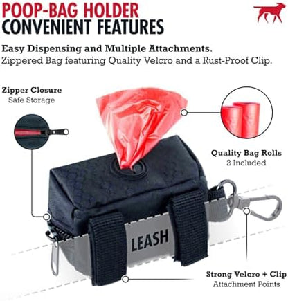 Tuff Pupper Dog Poop Bag Holder | Works with Any Dog Leash | Zippered Waste Bag Dispenser | Waterproof with Rust-Proof Clip | Convenient Lightweight Design | Includes 2 Rolls of Leak-Proof Bags - Image 3