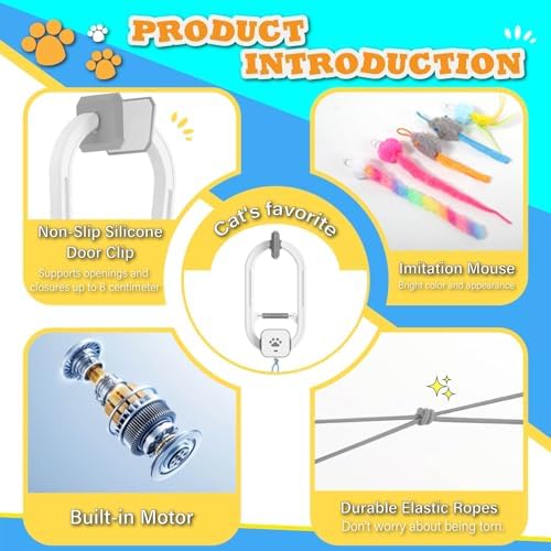 Interactive cat toy, Electric cat teaser, Door clip, 2 Motion modes,Gray - Image 4