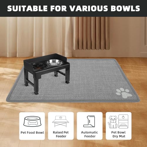 PUPTECK Dog Food Mat, Absorbent Pet Cat Feeding Mat for Food and Water Bowls, Anti-Slip Dog Placemat for Floors Waterproof, Pet Supplies Accessories, Grey Paw XL - Image 6