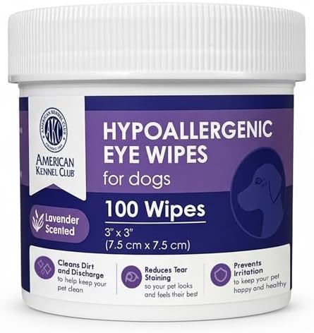 AKC Eye Wipes for Dogs & Cats, Lavender Scent, 100 Count by AmericanKennelClub