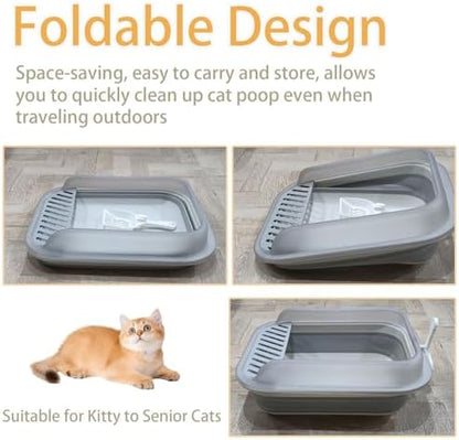Collapsible Kitten Litter Box Low Entry Small Cat Litter Box L - Image 4