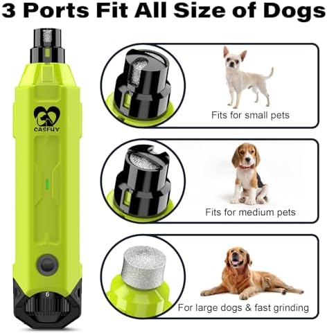Casfuy 6-Speed Dog Nail Grinder - Newest Enhanced Pet Nail Grinder Super Quiet Rechargeable Electric Dog Nail Trimmer Painless Paws Grooming & Smoothing Tool for Large Medium Small Dogs (Green) - Image 5