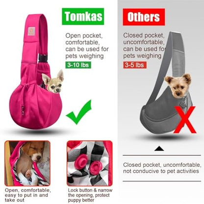 TOMKAS Dog Sling Carrier for Small Dogs Puppy Carrier for Small Dogs (Rose red, Adjustable Strap for 3-10 lbs & Zipper Pocket) - Image 7
