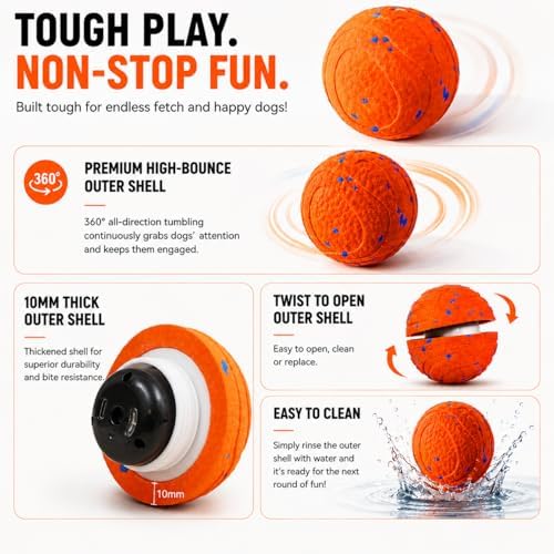 Automatic Interactive Dog Ball, Self-Moving Rechargeable Toy, 2 Modes - Image 4
