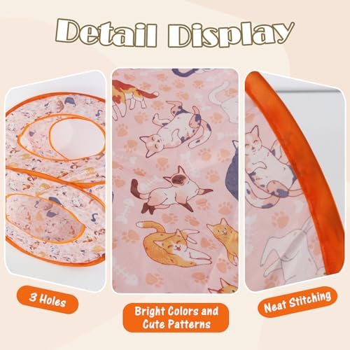 Andiker Small Cat Tents for Indoor Cats, Summer Fruit Patten 15" Foldable Cat Tube with 1 Plush Ball and 3 Holes Kitten Hide-and-Seek Toy to Relieve Boredom Also for Kitten Rabbits (Orange) - Image 3