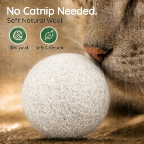 Balls for Cats - Felt Wool Cat Toy Balls for Small Pet Fetch and Play - Eco Friendly Quiet Wool Ball Cat Toy for Cats and Kittens - Choose Your Colors (White) - Image 3