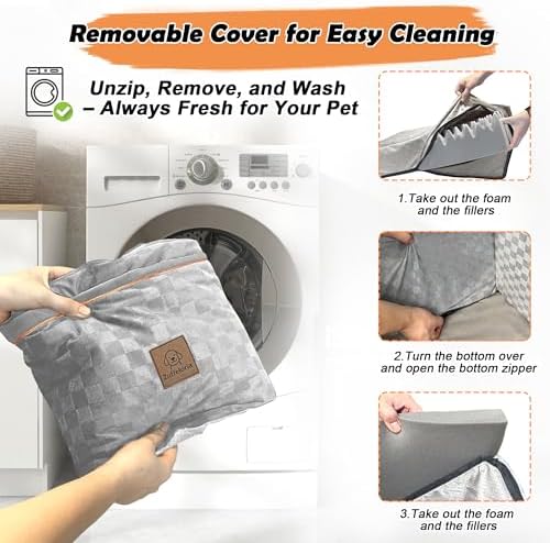 Large Dog Car Seat for Back Seat – Removable Dog Booster Seat & Washable Pet Car Seat for Medium & 2 Small Dogs up to 60lbs – Safety Straps & Storage Pocket – Travel & Home Use (Gray) - Image 4