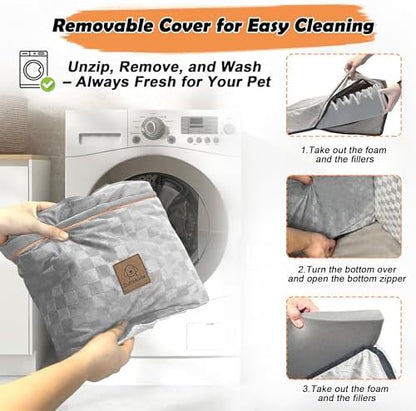 Large Dog Car Seat for Back Seat – Removable Dog Booster Seat & Washable Pet Car Seat for Medium & 2 Small Dogs up to 60lbs – Safety Straps & Storage Pocket – Travel & Home Use (Gray) - Image 4
