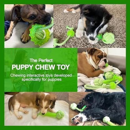 Puppy Toys 5 Pack for High Energy Puppies,Puppy Teething Toys Rubber and Rope,Durable Dog Chew Toys for Aggressive Chewers,Tug of War Dog Toys,Puppy Chew Toys for Teething - Image 6