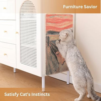Furrther Sisal Cat Scratcher Post Mat (Use on Wall, Couch and Carpet), Durable and Shedding-Resistant Cat Scratching Surface - 21.7x13 inch with Adhesives and Twist Pins (Scream) - Image 3