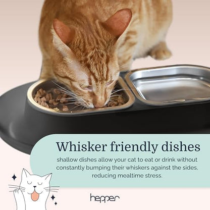 Hepper NomNom - Spill Proof Elevated Cat Bowls - Stainless Steel - Gray - Image 3