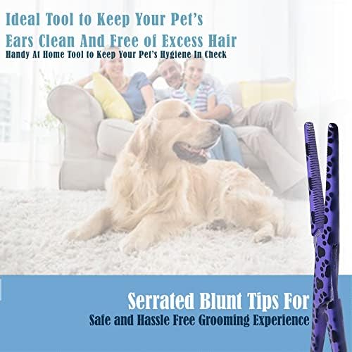 Dog Pet Ear/Nose Hair Puller Grooming Hemostat Locking Forceps Pliers, 5.5" (14cm), Straight (Purple Paws) - Image 5