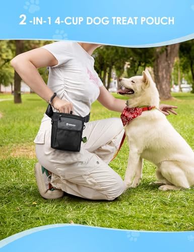 Gobeigo 4 Cup Dog Treat Pouch with Silicone Insert Bag& Clicker(Gray) - Image 6