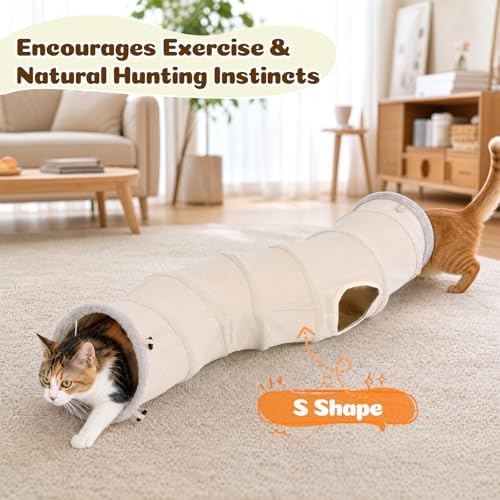 Ownpets S-Shape Cat Tunnel Toy 48"L x 10"D, for Cats, Puppies & Small Pets - Image 5