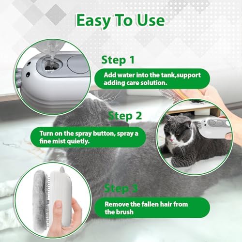 Cat Steam Brush with Release Button, 3 in 1 Pet Spray Water Comb - Image 6