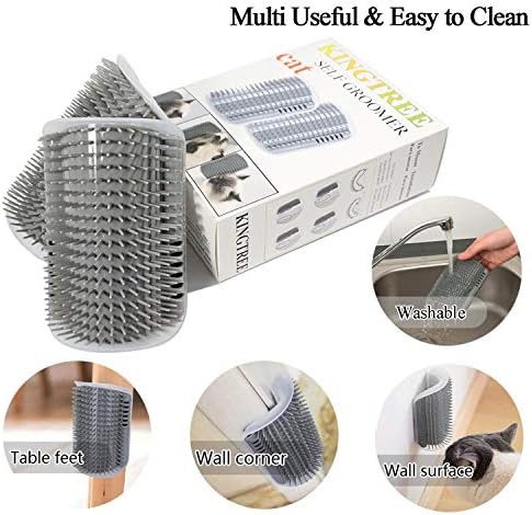 Kingtree Cat Wall Scratcher Self Groomer with Catnip, 2PCS Softer Cat Corner Brush Face Scratchers, Wall Corner Groomer Self Grooming Massage Combs for Long & Short Fur Cats - Image 4