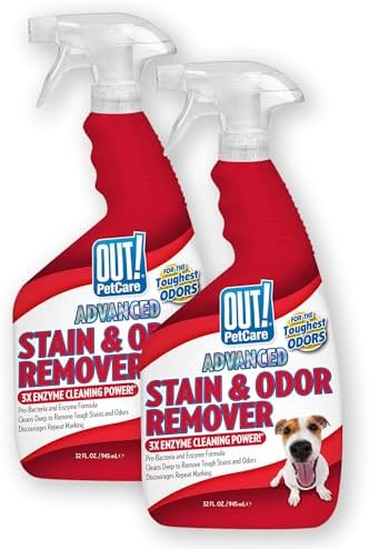 OUT! PetCare Pet Stain & Odor Remover, Carpet Cleaner, 32oz (2 Pack) by OUT