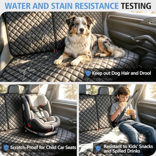 Car Rear Seat Protector, PU Leather Dog Bench Seat Cover for Back Seat - Image 3