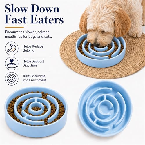 Ceramic Slow Feeder Dog Bowl 1.5 Cup Puzzle Dish for Small Medium Dogs - Image 5