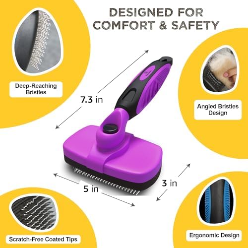 Deshedding Dog Brush for Shedding – Self Clean Cat Brush Deshedding & Grooming Tool for Long Haired and Short Haired Dogs, Slicker Brushes for Dogs, Skin-Friendly, Retractable Bristles, Easy to Clean - Image 6