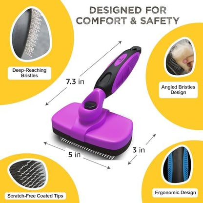 Deshedding Dog Brush for Shedding – Self Clean Cat Brush Deshedding & Grooming Tool for Long Haired and Short Haired Dogs, Slicker Brushes for Dogs, Skin-Friendly, Retractable Bristles, Easy to Clean - Image 6