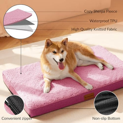Patas Lague Orthopedic Large Dog Bed Washable Pet Sofa Mat 56''X40'' Pink - Image 3