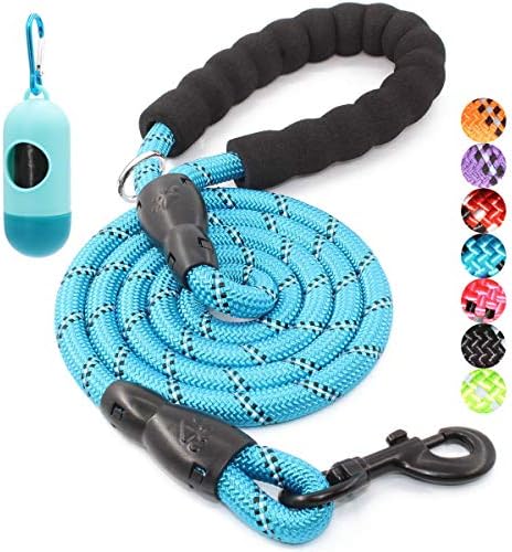 BAAPET 2/4/5/6 FT Dog Leash with Comfortable Padded Handle and Highly Reflective Threads for Small Medium and Large Dogs (6FT-1/2'', Blue) by BAAPET