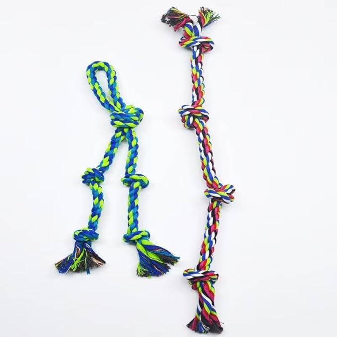 Dog Rope Toys for Small Dogs, Cotton Teething Chew Toys, Interactive Tug of War, 2 Pack (Picture Color)