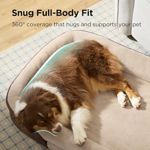 Bedsure 360°Oval Bolster Orthopedic Dog Bed Medium Size Dog,30" Brown - Image 3