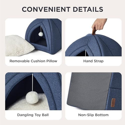 Bedsure 2in1 Cat Beds for Indoor Cats Cave for Kitten with Washable Pillow - Image 4