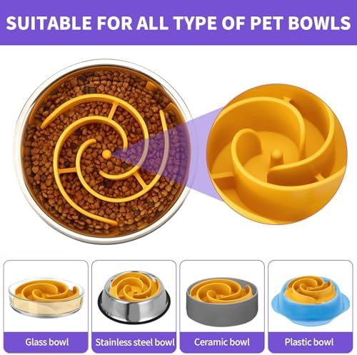 Slow Feeder Dog Bowls Insert, Animire Soft Silicone Slow Eating Dog Food Bowl for Small, Medium and Large Dogs, Compatible with Regular and Elevated Bowls - Image 3