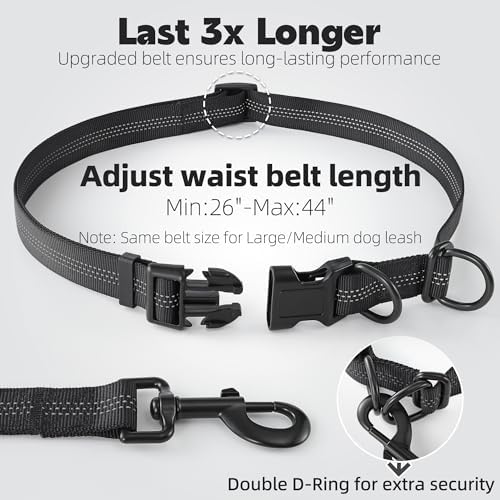 Mile High Life Hands Free Leash, Waist Leash for Dog Running Training and Jogging, Adjustable Belt with Double Padded Handle, Reflective Bungee for Medium Large Dogs (Purple, 7FT) - Image 5