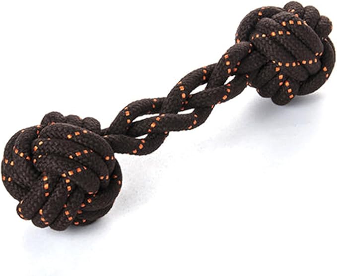 P.L.A.Y. Cute Outdoor Dog Toys - Scout & About Barbell Rope Chew Toy, Great for Puppies & Small, Medium, Large Dogs - Machine Washable, Ultra-Durable, Good for Agility Training, Tugging, Fetch (Small)