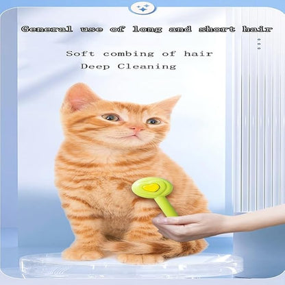 Self Cleaning Slicker Brush, Dog Cat Bunny Pet Grooming Shedding Brush，Deshedding Pet Supplies Accessories (Apricot)