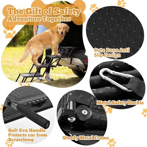 Extra Wide Dog Stairs for Car, 5-Step Pet Stairs for Senior & Large Dogs - Image 3