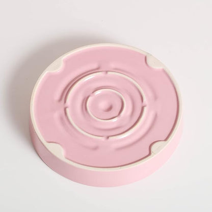 8.66 in Pink Ceramic Slow Feeder Dog Bowl for Medium and Large Breed,Pet Feeding Dog Food Water Dish Heavy Weighted,Puppy Bowl for Fast Eaters,Puzzle Slow Eating Dish Modern Cute