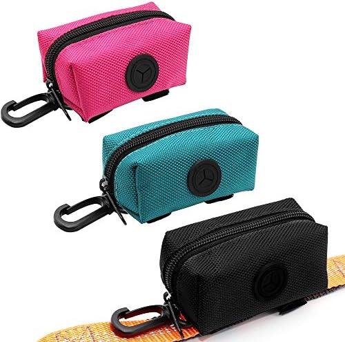 SLOSN 3 Pack Pet Waste Bag Dispenser with Zippered Portable Dog Poop Bag Holder, Great Accessory for Walking, Running with Dog (RoseRed Green Black) by SLSON