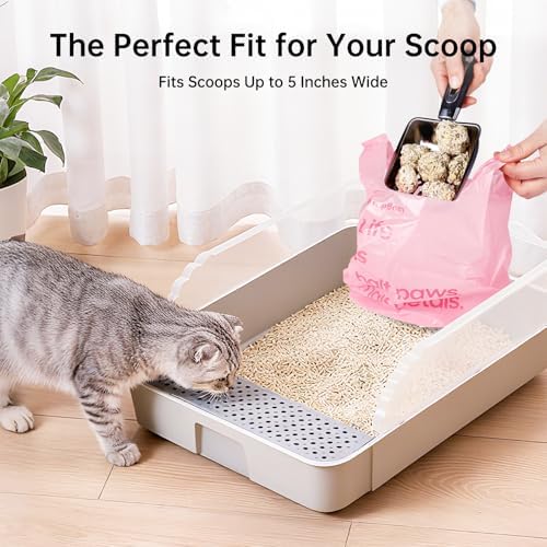 125 Count Cat Poop Bags Cherry Blossom Scented with Handles, Disposable Litter Bags for Pet Poop, Extra-Thick Dog Kitty Waste Bags Easy Tie Leak-Proof Strengthen, Pink - Image 5