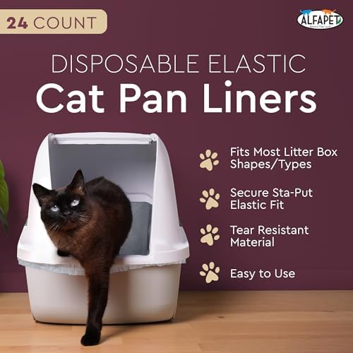 Alfapet Cat Litter box liner Disposable, Elastic Liners- 24-count-For Medium and Large, Size Litter Pans- With Sta-Put Technology for Firm, Easy Fit- Quick + Clever Waste Cleaners - Image 2